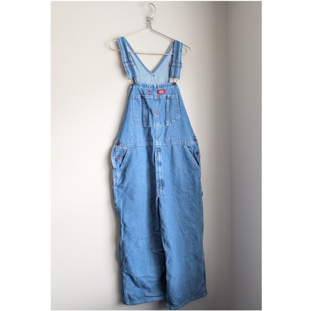 Dickies Indigo Denim Bib Overalls Carpenter Work Wear Jeans